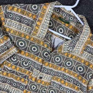 Gianni Lupo Double Camp Shirt Men's XL Tencel Linen Blend Geometric Floral Print